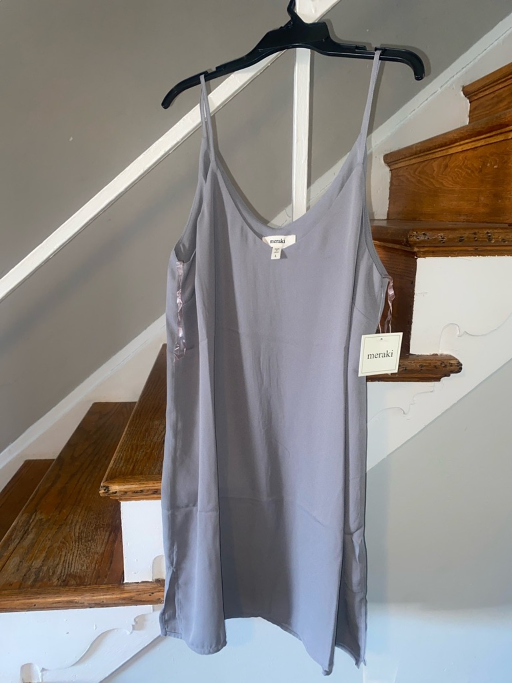 meraki Gray Slip Mini Dress Size Large